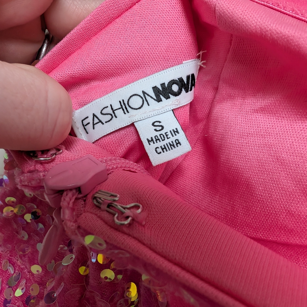 Fashion Nova Pink Strapless Sequin Dress, small - Picture 5 of 6